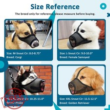 LUCKYPAW Dog Muzzle L Black Mesh Soft Prevent Biting Chewing Adjustable Pant