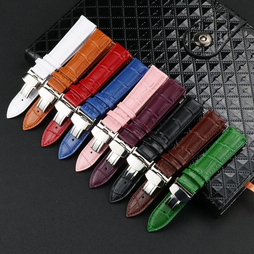 Quality Quick Release Genuine Leather Watch Strap Crocodile Grain Band 14-22mm