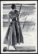 JACQUES FATH 1949 Fashion Ad Page Taffeta Evening Dress LORD TAYLOR