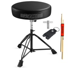 5Core Drum Throne 3" Padded Guitar Stool 200Lb Capacity Adjustable Drummer Chair