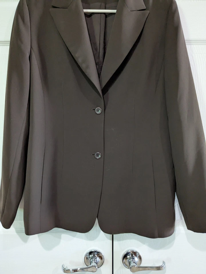 Blazer para mujer Kate Hill, talla 12, marrón, pecho único, cuello muesca, bolsillos Foto 4 de 4