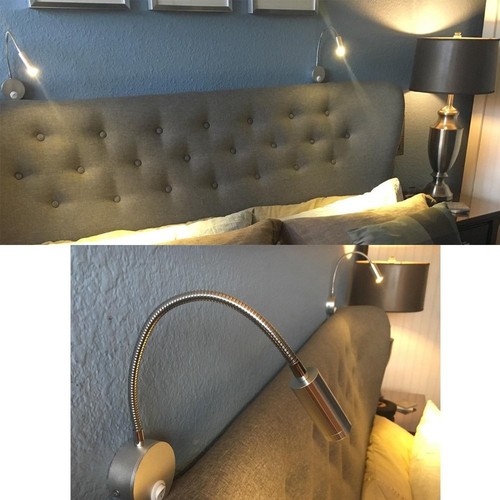 Flexible Light Reading Lamp 3w Wall Mounted Gooseneck Led Sconce With Plug - Picture 6 of 7