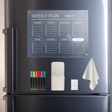 Magnetic Weekly Planning Board with 14 x 11 inches, Clear With White Text