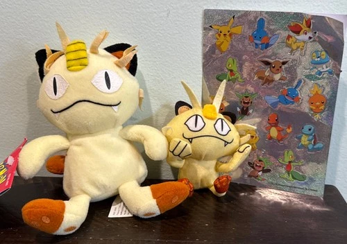Meowth Pokemon #52 1998 & 1999 Burger King Plush Nintendo Lot 2 Stickers