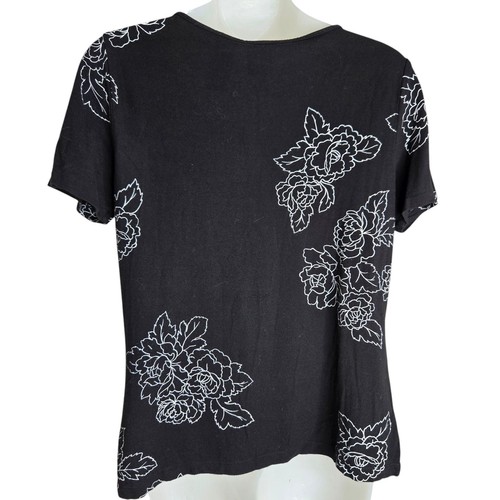 Top donna Emma James floreale medio nero bianco elasticizzato Cottagecore Whimsygoth - Foto 5 di 7
