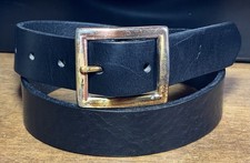 Limited Thick Black Italian Leather Belt Sz S/26 1-1/8  Wide Patina Bkl VGUC