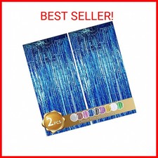BEISHIDA 2 Pcs Blue Door Streamers Tinsel Curtain Party Backdrop Fringe Foil Wal