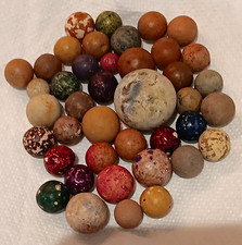 Vintage Style Clay handmade marbles. 40 Assorted Colors, sizes. 1.07 to .39 inch