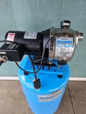 Amtrol water pressure booster pump and Amtrol pre charge pressure tank.