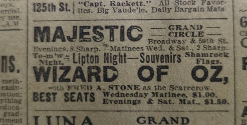 AUG 14, 1903 NEWSPAPER PAGE #2620- WIZARD OF OZ- FRED A. STONE AS THE SCARECROW 