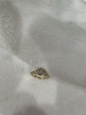 Yellow Gold Diamond Engagement Ring Size 6 Solitaire with Accents Round Stone