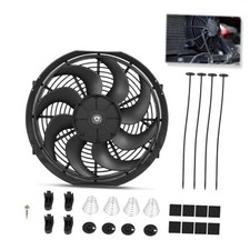 14 Inch Black Slim Radiator Cooling Fan 12V 90W Push Pull - Universal