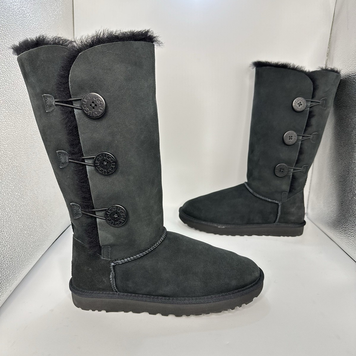 UGG-Bailey Button Triplet II Tall Boots Women 10 Black 1016227