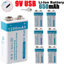9V Volt Li-ion USB Rechargeable Batteries 1200mAh Lithium Ion Battery Type C LOT