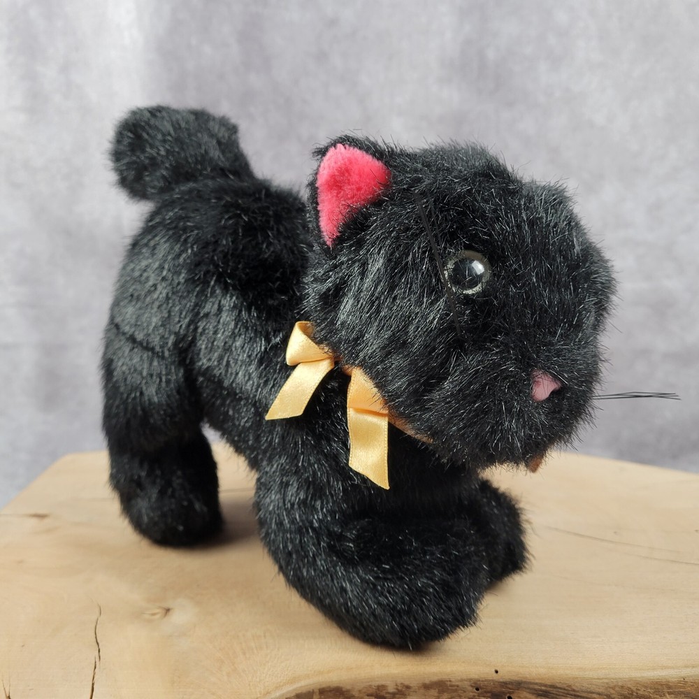 Applause Black Cat Plush Midnight Glow In The Dark Eyes Halloween with Worn Tags