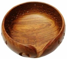 Hand Carved Natural Solid Wooden Yarn Bowls for DIY Knitting Stylish Handmade