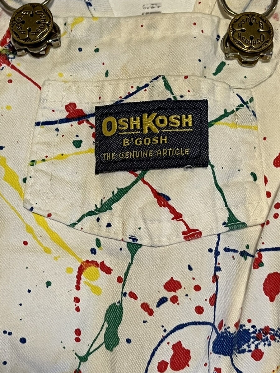 Vintage OshKosh Paint Splattered Overalls Size 18 Months
