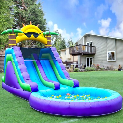 26FT Commercial Full PVC Inflatable Dual Water Slide Park for Kid Birthday Party