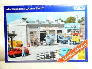 Pola-664-H0-Kit-Car-Workshop-Towing-Anton-Plate-New-OVP