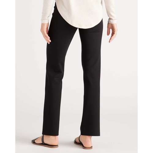Quince Womens Ultra-Stretch Ponte Straight Leg Pant Pull On Black Petite XS - Picture 2 of 6