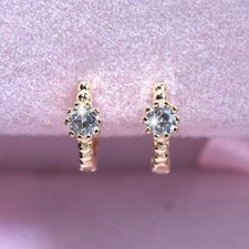 18k yellow gold gp 925 silver simulated diamond stud kids huggie earrings small