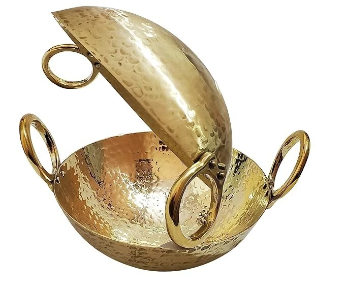Brass Kadhai Hammered Design Heavy Duety Kitchen Utential (Gold, 2.5 L)
Opens in a new window or tab