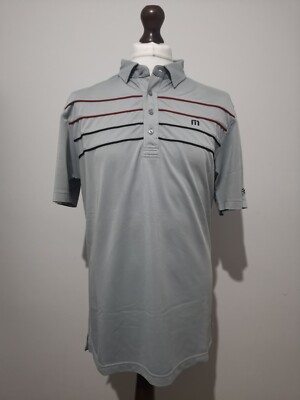 TRAVIS MATHEW Herren L Rio Secco Golf Poloshirt Grau Performance Stretch Top Logo