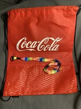 Coca Cola 2019 Promo Gym Bag Backpack Cinch Bag With Lanyard