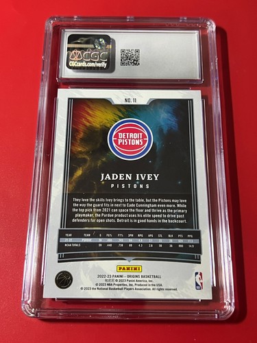 2022-23 Pnini Origins Jaden Ivey RC Rookie CGC 9 Mint - Picture 2 of 2