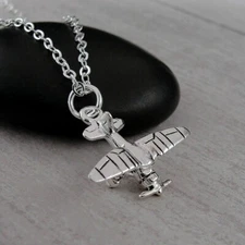 Silver Biplane Necklace - Piper Cub Charm Necklace - Airplane Charm Necklace