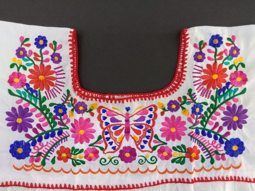 Blusa Top Hecha a Mano Puebla Mexicana Hippie Campesina Vintage Bordada Artesanal - Imagen 9 de 24