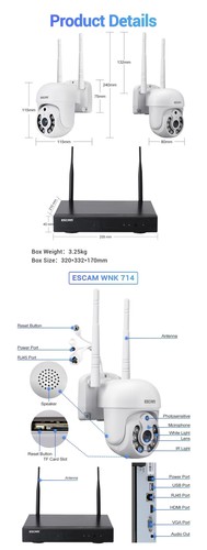 WIFI Wireless NVR + 4pcs HD 3MP Dome Camera 8CH Wireless 2-ways Security Camera - Picture 11 of 12