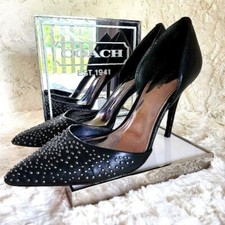 Coach Holmes Studded Leather High Heels Black Sz 8