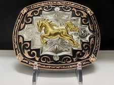 Western Style Horse Cowboy Buckle Hebilla Vaquero Con Caballo