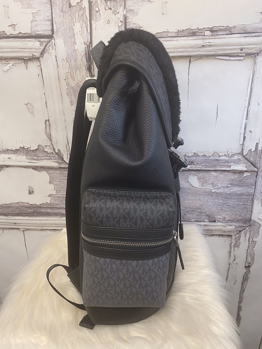 Michael Kors Cooper Black Signature Large Backpack Fur Trim  display picture 1