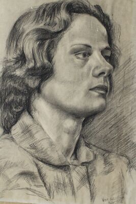 Pencil Drawing of a Woman | Signed Wim ae Bolster | Study Circa 1950