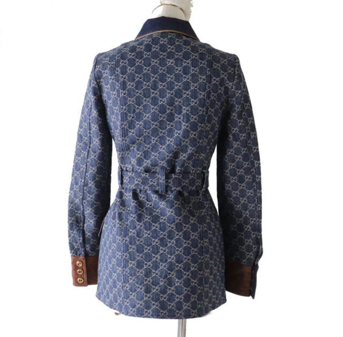 GUCCI GG Giacca Denim Modello 652658 Donna Indaco Biologico Lavato con Cintura 36