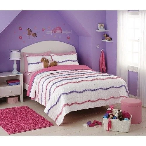 Juego de lámparas, fundas, sábanas, almohada decorativa Circo Wave & Wild Horse 9 piezas nuevo en paquete Foto 2 de 4