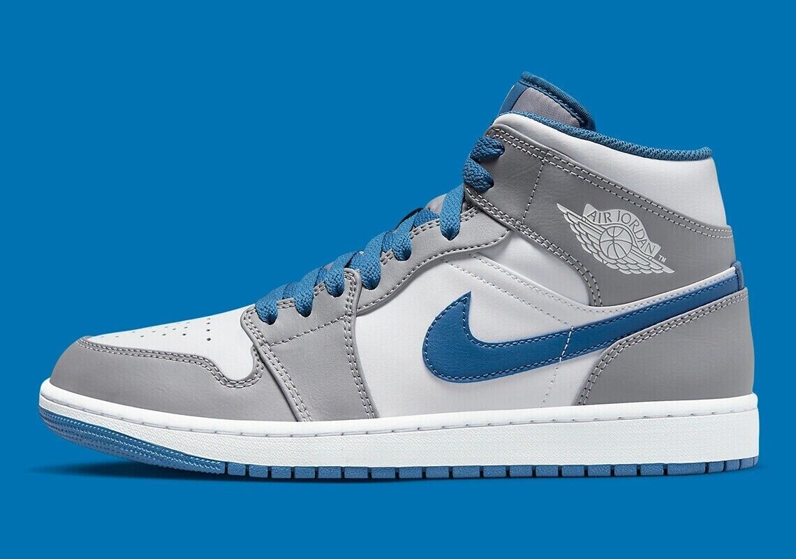 Nike Air Jordan 1 Mid 'True Blue' Cement Grey White DQ8426 Nike Air Jordan 1 Mid 'True Blue' Cement Grey White DQ8426