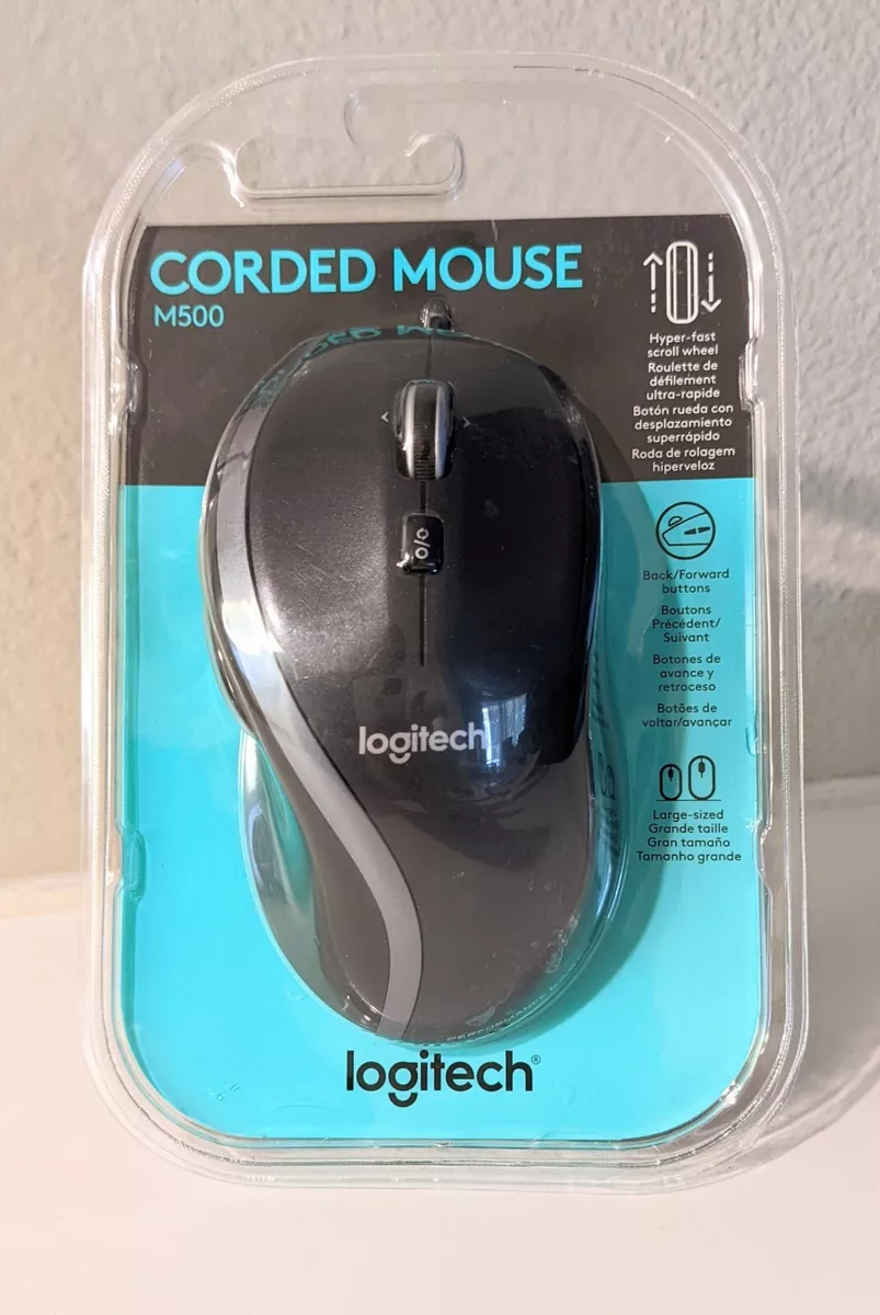 LOGITECH M500 Corded Mouse Hyper Fast 4 Way Scrolling NEW Black eBay