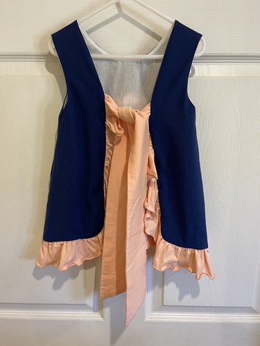 Southern Taters Girls Sleeveless Ruffled Top NWT Sz. 6 Navy Coral Ties In Back - Picture 8 of 9