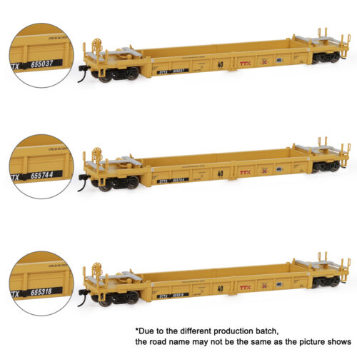 Evemodel Train 3 Units HO Scale 1:87 40' Well Car 40ft Painted Trailer TTX C8749 - Picture 28 of 29