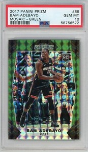2017 PANINI PRIZM MOSAIC GREEN BAM ADEBAYO RC ROOKIE HEAT PSA 10 GEM MINT