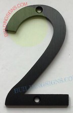 House number 2 sign Black Aluminum, 8 inch -Floating Mount House -REF24-1027