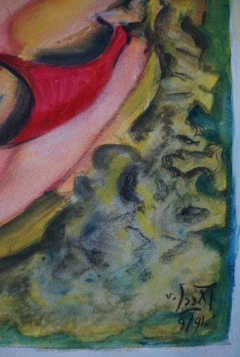 Gouache COMPOSITION Signé G. VON DER LOO (b) - Imagen 4 de 4