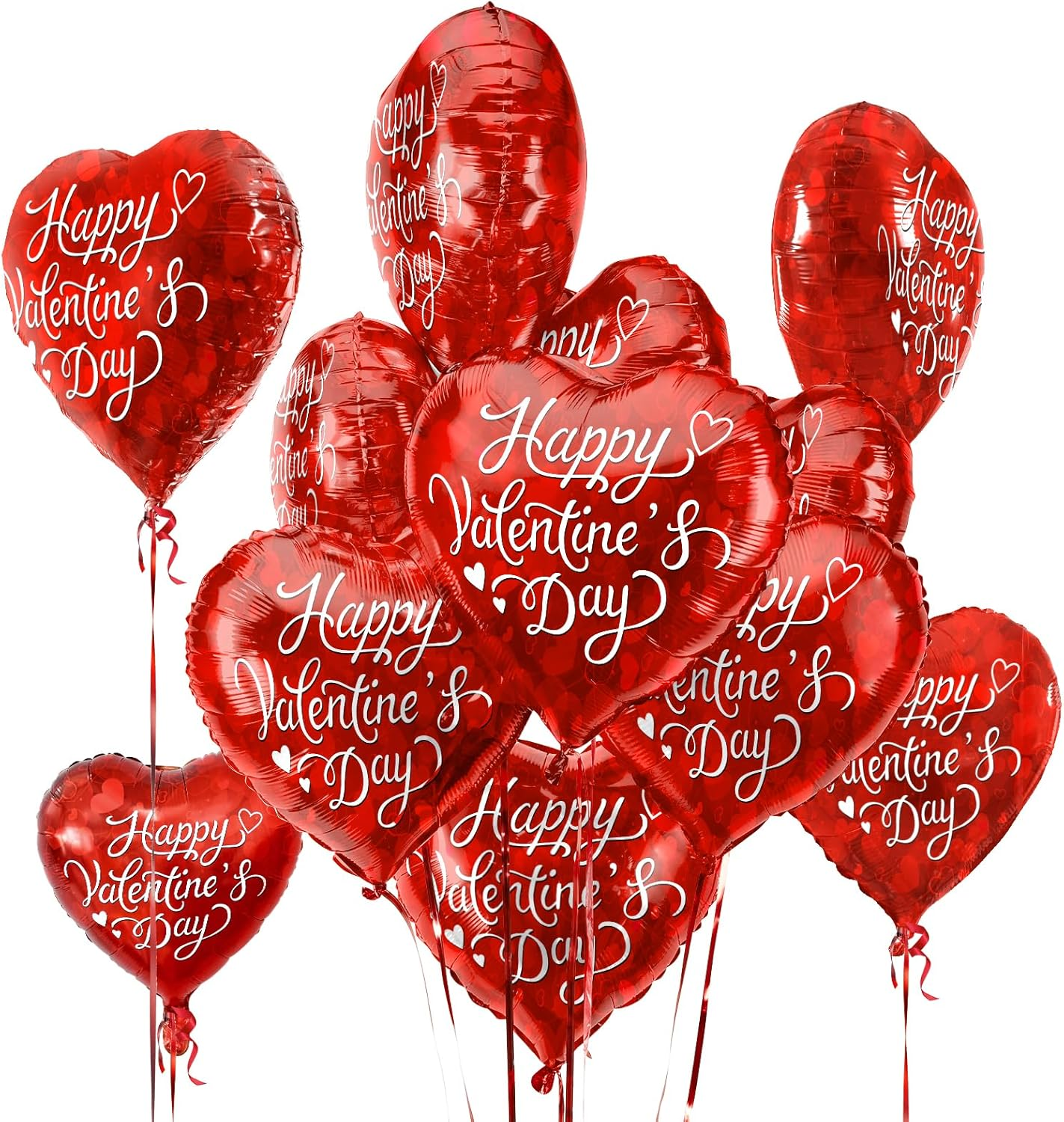 Valentine'S Day Party Pack | 30Pc Red Heart Foil Balloons | 18In 'Happy Valentin