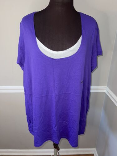 Avenue Womens Plus Size Purple Shirt Pima Cotton 26/28 NWT