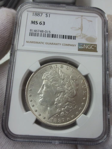 1887P Morgan Dollar NGC MS63 (015) VAM-10A? (Die Breaks from 9 o'clock to 3 o'cl