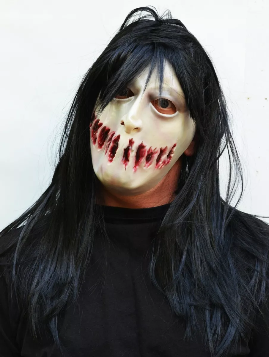 Scary Sadistic Killer Mask Gory Halloween Bloody Mask with 