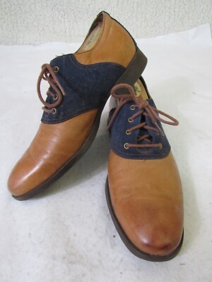 Cole Haan Two-Tone Brown and Blue Oxfords Vintage Cole Haan Navy Blue and Beige Leather Saddle Shoes  main image 2